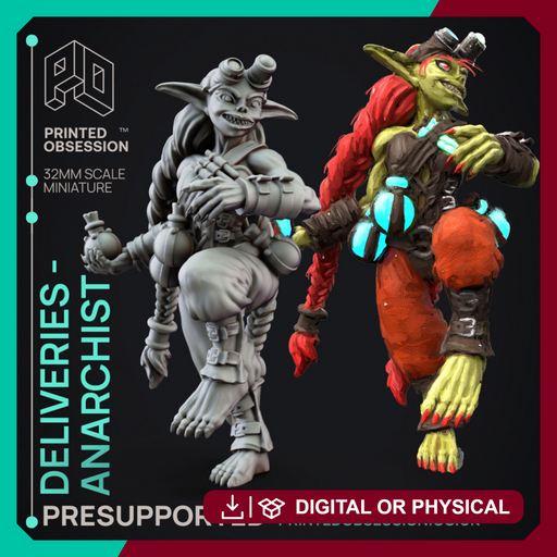 Deliveries - Goblin Anarchist - Potion Thrower - PRESUPPORTED - 32mm scale - Only-Games