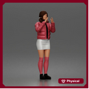 woman In Puffer Jacket With Mini Skirt Thigh-Highs And Boots