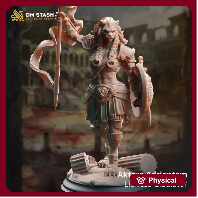 Female Leonin LionFolk Tabaxi Fighter Ranger Unpainted | 28mm,32mm,54mm,75mm,100mm Scale | Resin Dungeons and Dragons D&D 5e  | Pathfinder | - Only-Games