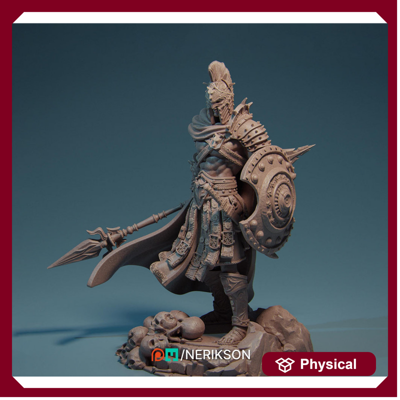 Human Fighter Polearm Master w/ Shield PC/ NPC Unpainted Figure | 28mm,32mm,54mm,75mm,100mm Scales | Dungeons & Dragons Pathfinder |NERIKSON - Only-Games