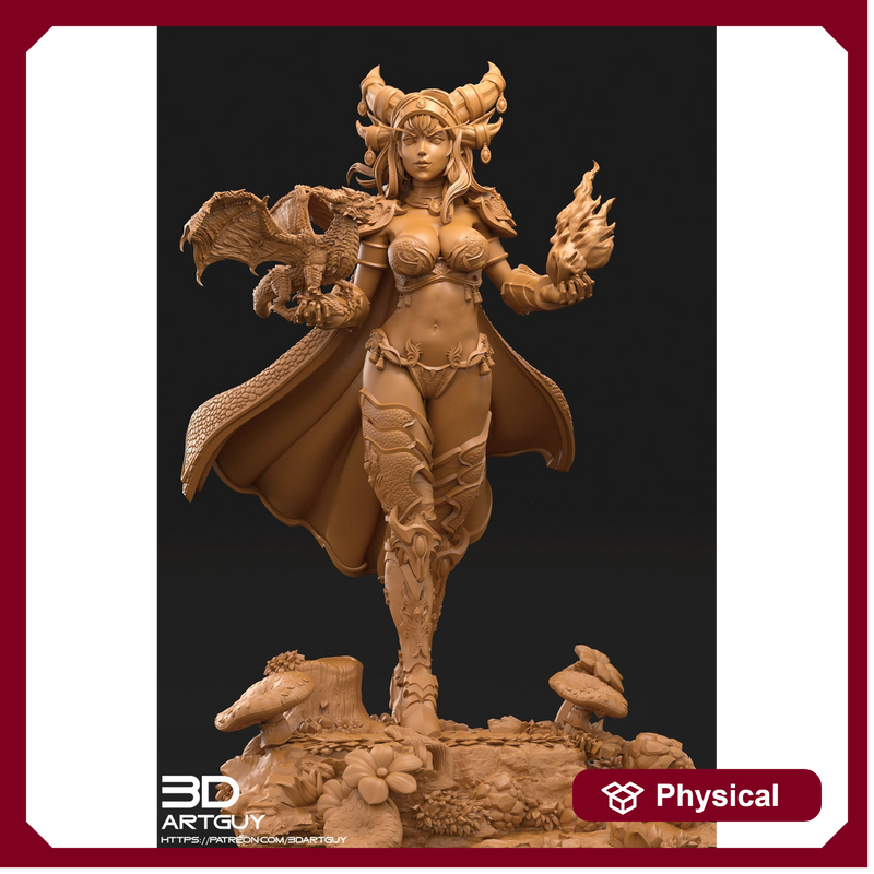 Tiefling Pinup Female Dragon Familiar Sorcerer Warlock PC or NPC | 28mm, 32mm, 50mm,75mm,100mm | Dungeons and Dragons | Pathfinder |3DArtGuy - Only-Games