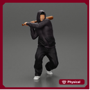 Gangster homie in hoodie Holding Baseball Bat Ready For A Hit
