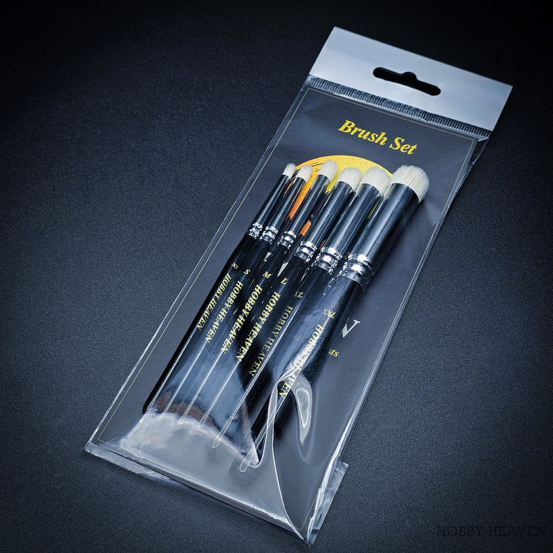 Hobby Heaven 6-Piece Dry Brush Set – XS to XXL Miniature Painting Brushes - Only-Games