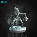 (0296) Female human elf half orc tiefling firbolg shaman  with swords and magic lanterns - Only-Games