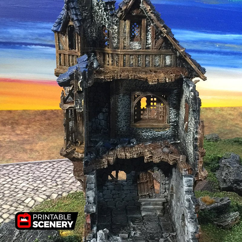 Ruined Governor's Mansion - The Lost Islands - Printable Scenery Wargaming Terrain D&D, DnD - Only-Games