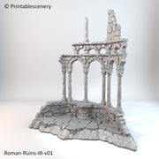 Roman Ruins Pillared Wall - Apocalypse - Printable Scenery 28mm 32mm Wargaming Terrain D&D DnD - Only-Games