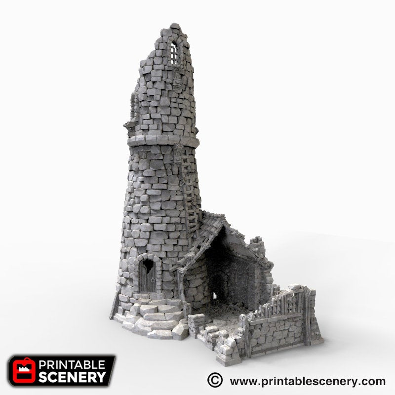 Ruined Lighthouse - The Lost Islands - Printable Scenery 15mm 28mm 32mm Wargaming Terrain D&D, DnD - Only-Games