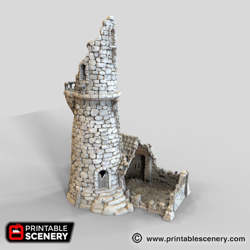 Ruined Lighthouse - The Lost Islands - Printable Scenery 15mm 28mm 32mm Wargaming Terrain D&D, DnD - Only-Games