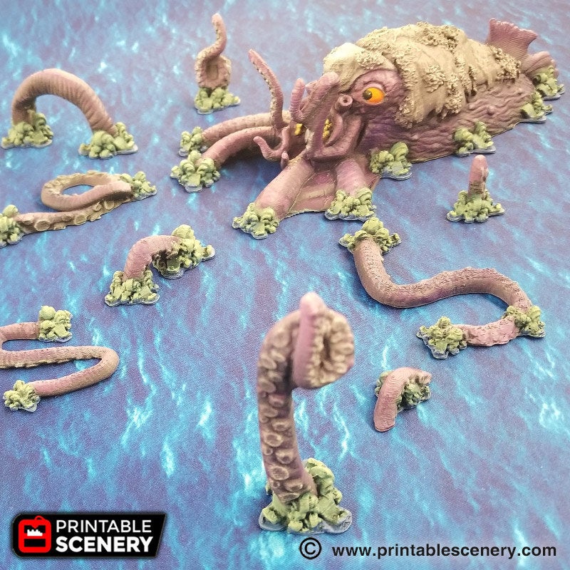 Kraken Monster - The Lost Islands - Printable Scenery Wargaming Terrain D&D, DnD Pirates - Only-Games