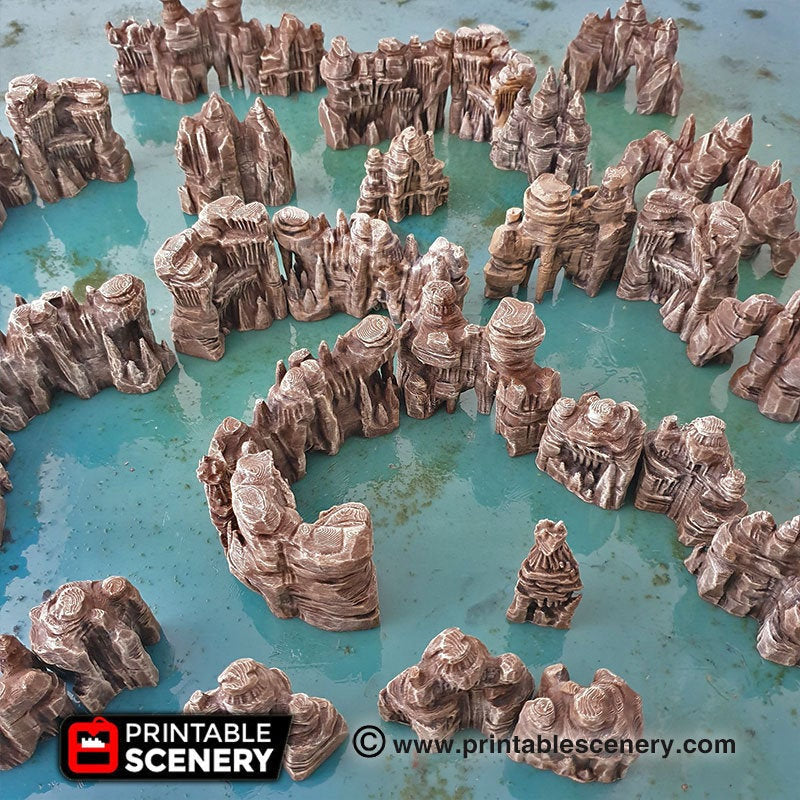 Grotto Walls - Clorehaven and the Goblin Grotto - Printable Scenery Wargaming Terrain D&D, DnD - Only-Games