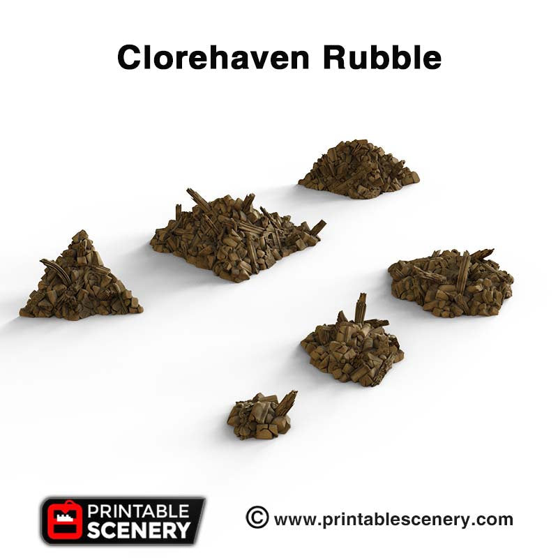 Rubble Set - Clorehaven and the Goblin Grotto - Printable Scenery Wargaming Tabletop Scatter Terrain D&D, DnD - Only-Games