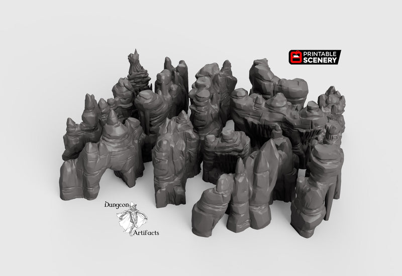 Grotto Walls - Clorehaven and the Goblin Grotto - Printable Scenery Wargaming Terrain D&D, DnD - Only-Games