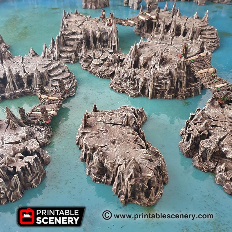 Raised Caverns - Clorehaven and the Goblin Grotto - Printable Scenery Wargaming Terrain D&D, DnD - Only-Games