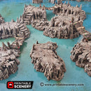 Raised Caverns - Clorehaven and the Goblin Grotto - Printable Scenery Wargaming Terrain D&D, DnD
