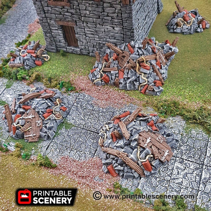 Rubble Set - Clorehaven and the Goblin Grotto - Printable Scenery Wargaming Tabletop Scatter Terrain D&D, DnD - Only-Games