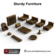 Sturdy Furniture - Clorehaven and Goblin Grotto - Printable Scenery Wargaming Terrain Scatter D&D, DnD - Only-Games