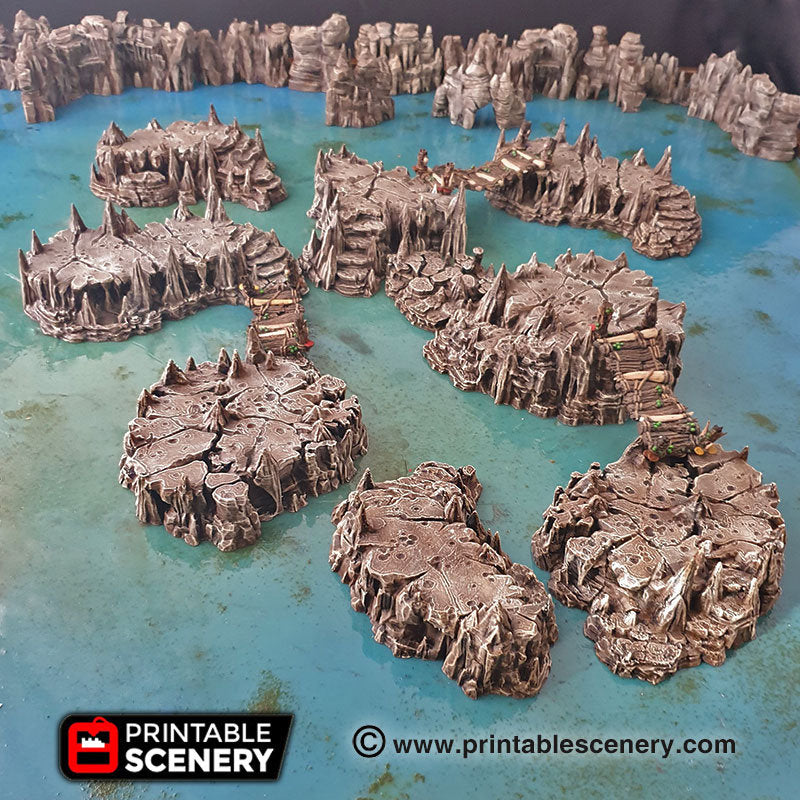 Raised Caverns - Clorehaven and the Goblin Grotto - Printable Scenery Wargaming Terrain D&D, DnD - Only-Games