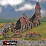 Ruined Medieval Church - Time Warp - Printable Scenery Wargaming Terrain Scatter D&D, DnD - Only-Games