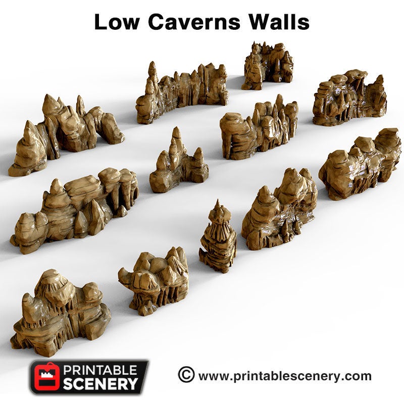 Low Grotto Walls - Clorehaven and the Goblin Grotto - Printable Scenery Mushroom Wargaming Terrain Scatter D&D DnD - Only-Games
