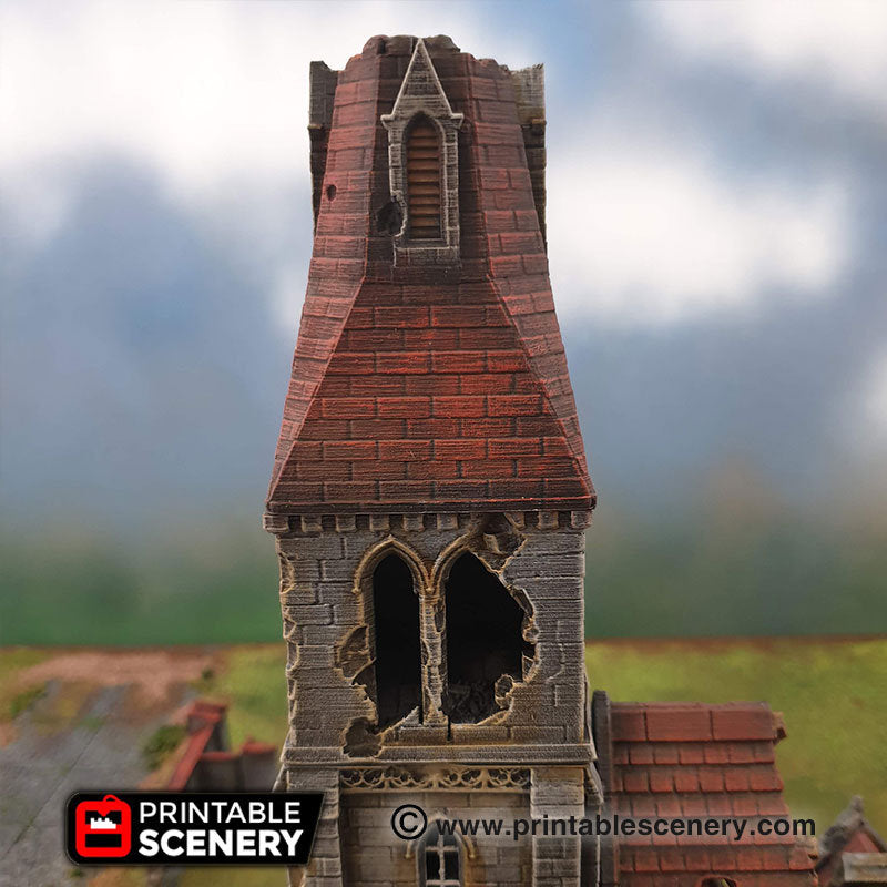 Ruined Medieval Church - Time Warp - Printable Scenery Wargaming Terrain Scatter D&D, DnD - Only-Games