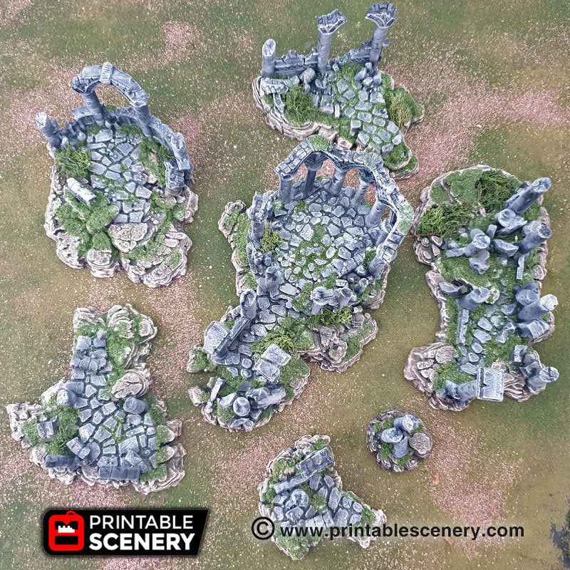 Ancient Ruins - Clorehaven and The Goblin Grotto - Printable Scenery - Wargaming Terrain Scatter D&D, DnD - Only-Games
