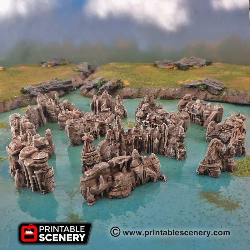 Low Grotto Walls - Clorehaven and the Goblin Grotto - Printable Scenery Mushroom Wargaming Terrain Scatter D&D DnD - Only-Games