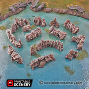 Low Grotto Walls - Clorehaven and the Goblin Grotto - Printable Scenery Mushroom Wargaming Terrain Scatter D&D DnD - Only-Games