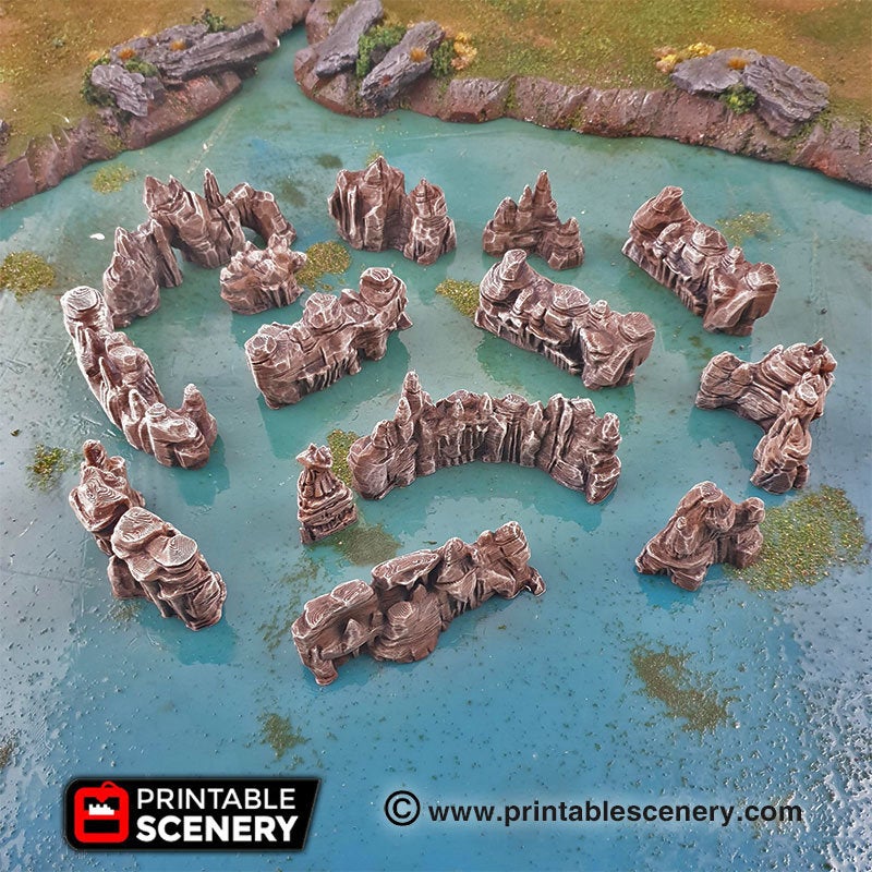 Low Grotto Walls - Clorehaven and the Goblin Grotto - Printable Scenery Mushroom Wargaming Terrain Scatter D&D DnD - Only-Games