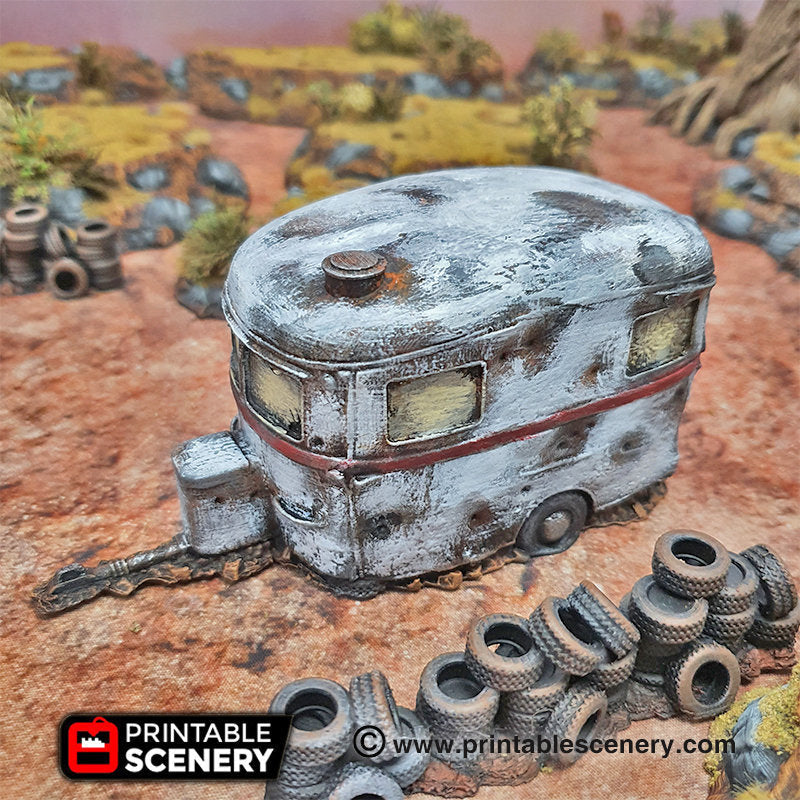Abandoned Camper Caravan - Brave New Worlds - Printable Scenery Wasteworld Gaslands Terrain Scatter D&D DnD - Only-Games