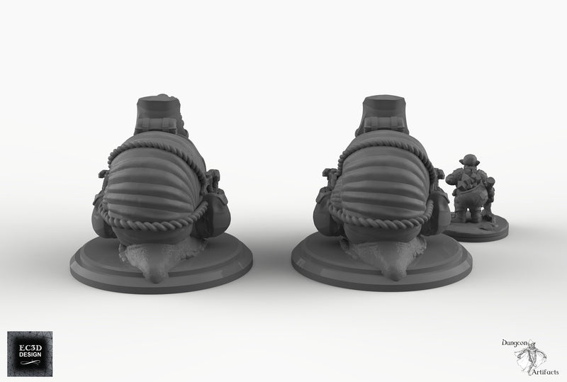 Snail-Riding Gnome Set - Snail Mount - EC3D Skyless Realms Wargaming Miniatures Monster D&D DnD - Only-Games