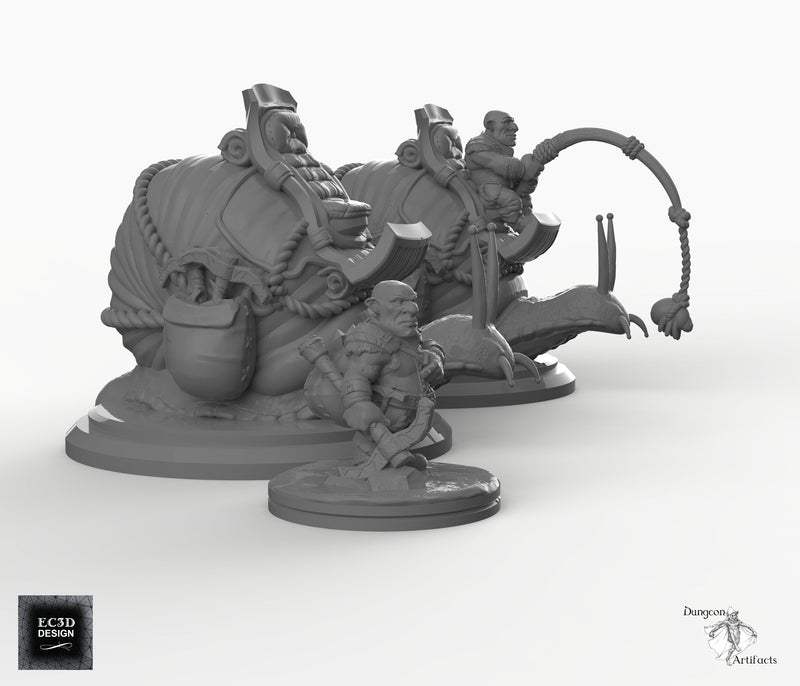 Snail-Riding Gnome Set - Snail Mount - EC3D Skyless Realms Wargaming Miniatures Monster D&D DnD - Only-Games