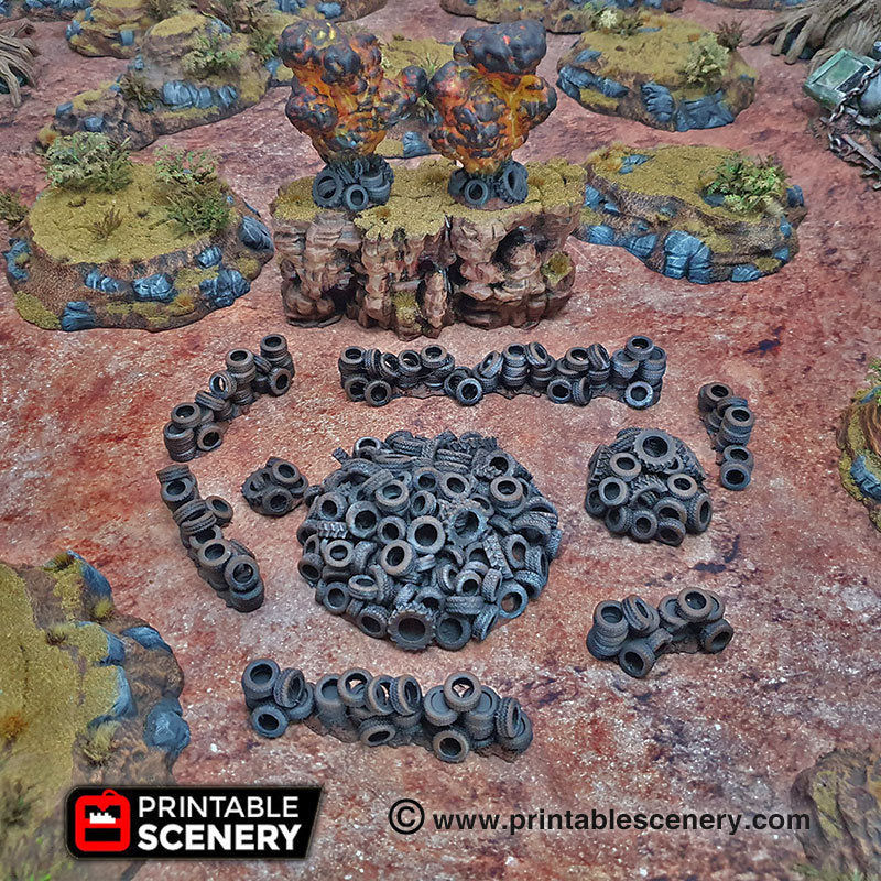 Tire Obstacles - Brave New Worlds - Printable Scenery Wasteworld Gaslands Terrain Scatter D&D DnD - Only-Games