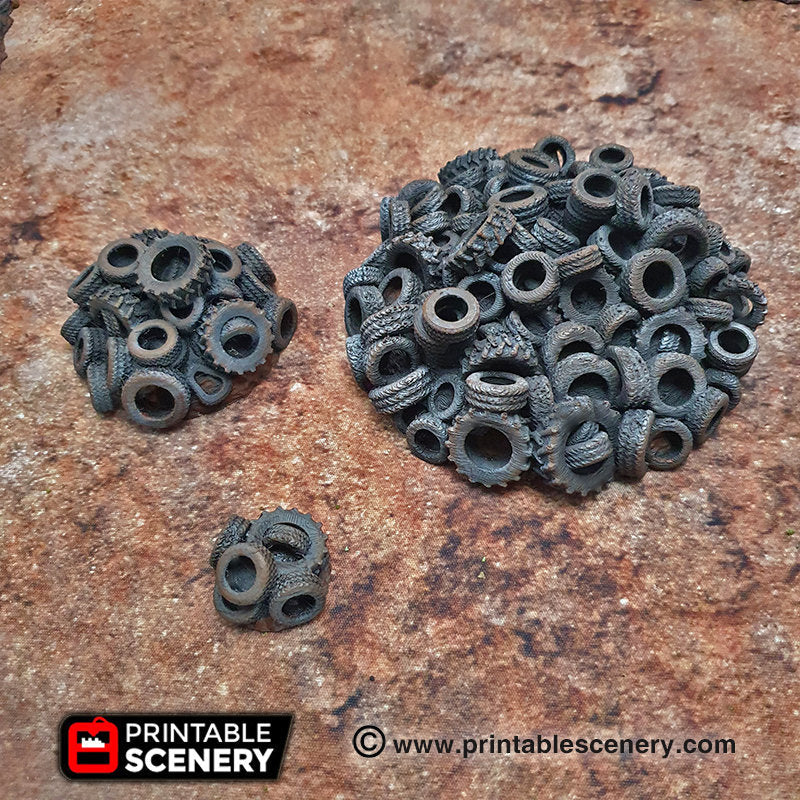Tire Obstacles - Brave New Worlds - Printable Scenery Wasteworld Gaslands Terrain Scatter D&D DnD - Only-Games