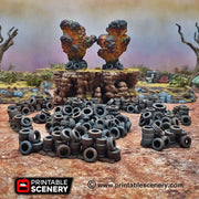 Tire Obstacles - Brave New Worlds - Printable Scenery Wasteworld Gaslands Terrain Scatter D&D DnD - Only-Games