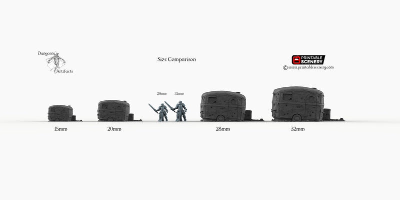 Abandoned Camper Caravan - Brave New Worlds - Printable Scenery Wasteworld Gaslands Terrain Scatter D&D DnD - Only-Games