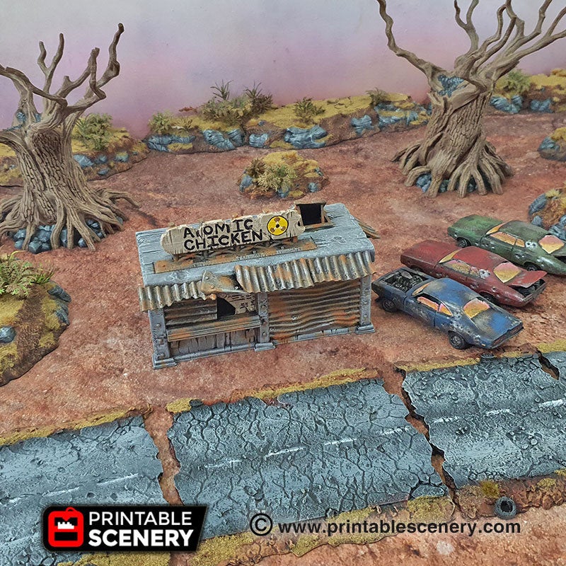 Junkfood Franchise - Junkfort Franchise - Brave New Worlds - Printable Scenery Wasteworld Gaslands Terrain Scatter D&D DnD - Only-Games
