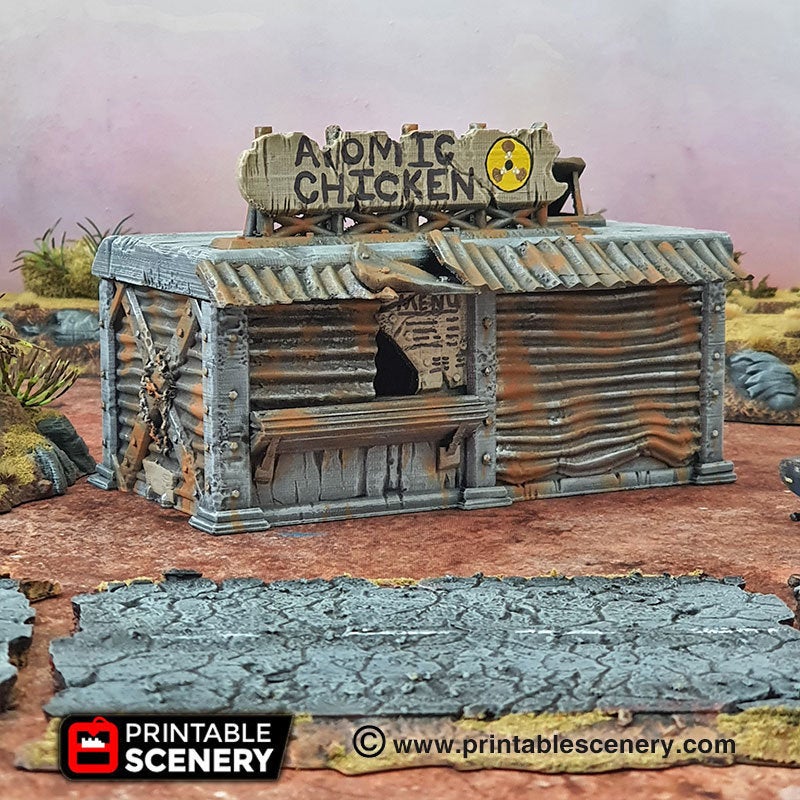 Junkfood Franchise - Junkfort Franchise - Brave New Worlds - Printable Scenery Wasteworld Gaslands Terrain Scatter D&D DnD - Only-Games