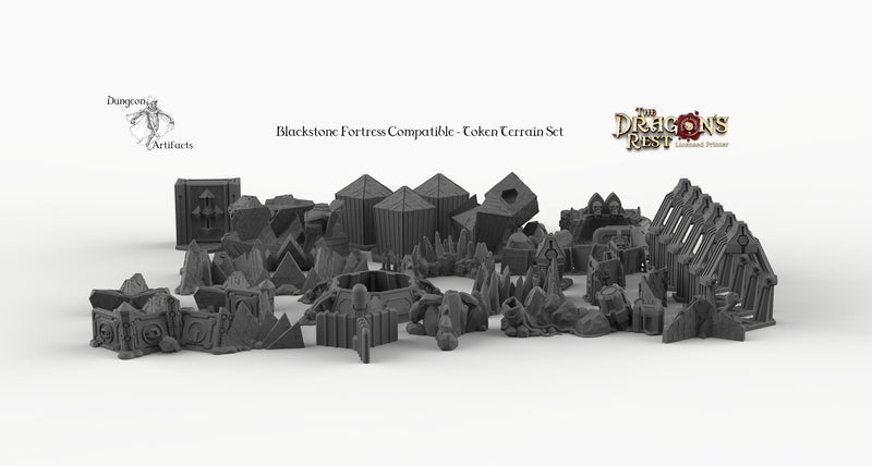 Darkstone Fortification Compatible Trihex Citadel Token and Marker Sets - Dragon's Rest Wargaming Terrain Scatter - Only-Games