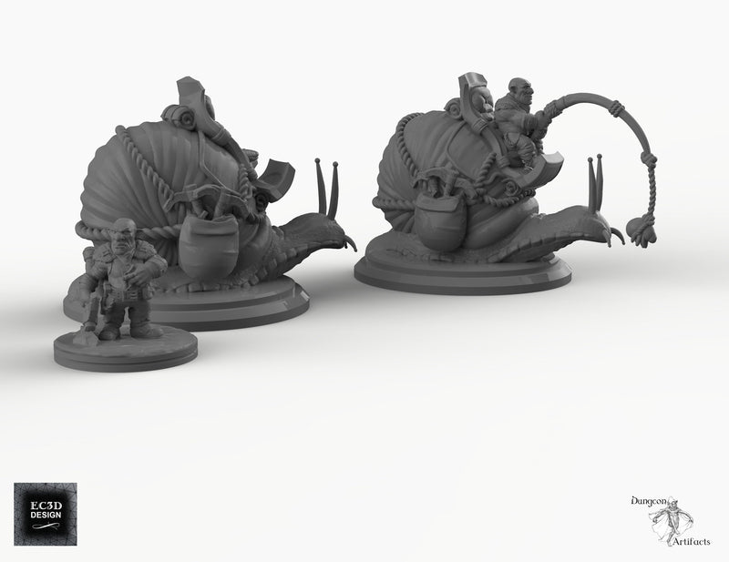 Snail-Riding Gnome Set - Snail Mount - EC3D Skyless Realms Wargaming Miniatures Monster D&D DnD - Only-Games