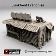Junkfood Franchise - Junkfort Franchise - Brave New Worlds - Printable Scenery Wasteworld Gaslands Terrain Scatter D&D DnD - Only-Games