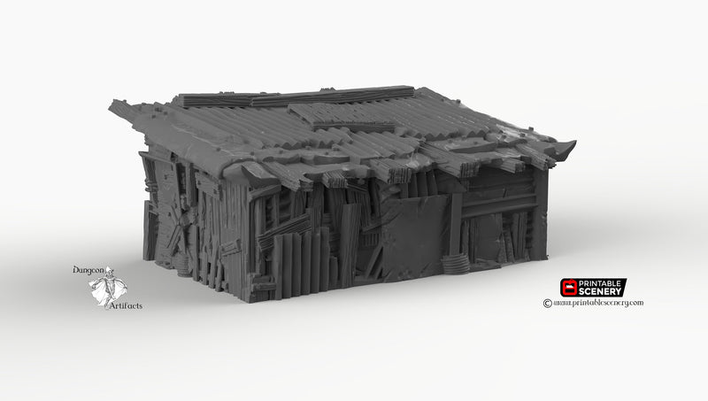 Scrap Yard House - 15mm 28mm 20mm 32mm Brave New Worlds Wasteworld Gaslands Terrain Scatter D&D DnD - Only-Games
