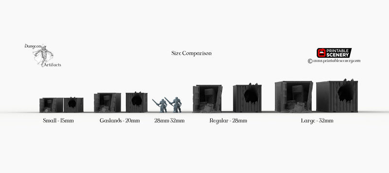 Wasteland Shipping Containers - Brave New Worlds - Printable Scenery Wasteworld Gaslands Terrain Scatter D&D DnD - Only-Games