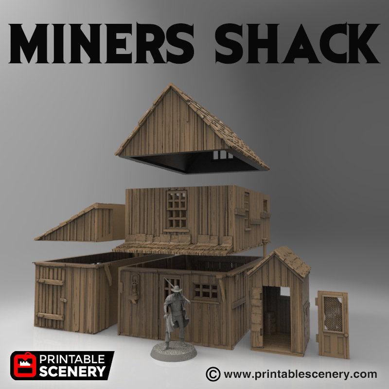 Miner's Shack - 15mm 28mm 32mm Time Warp Wargaming Terrain Scatter Western D&D, DnD - Only-Games