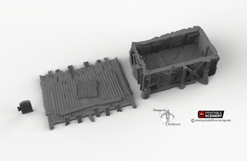 Scrap Yard House - 15mm 28mm 20mm 32mm Brave New Worlds Wasteworld Gaslands Terrain Scatter D&D DnD - Only-Games