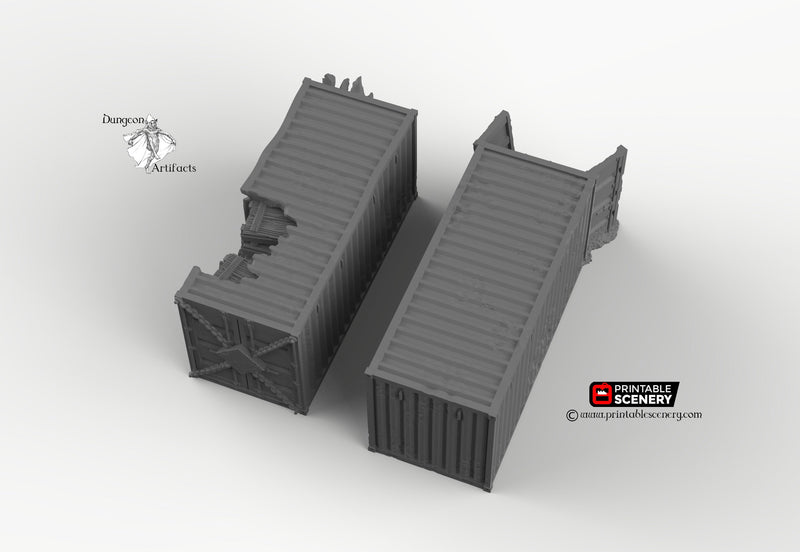 Wasteland Shipping Containers - Brave New Worlds - Printable Scenery Wasteworld Gaslands Terrain Scatter D&D DnD - Only-Games