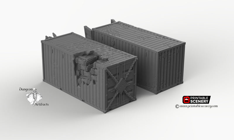 Wasteland Shipping Containers - Brave New Worlds - Printable Scenery Wasteworld Gaslands Terrain Scatter D&D DnD - Only-Games