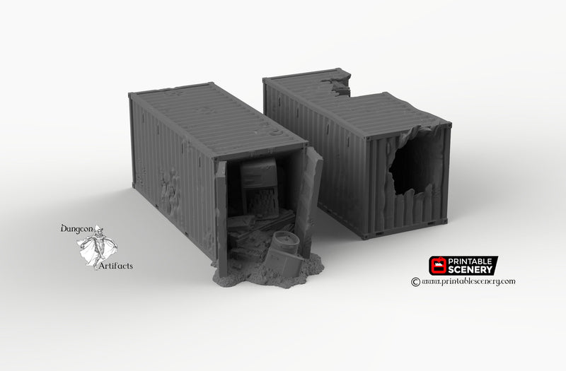 Wasteland Shipping Containers - Brave New Worlds - Printable Scenery Wasteworld Gaslands Terrain Scatter D&D DnD - Only-Games