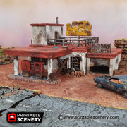 Derelict Gas Station - Brave New Worlds - Printable Scenery Wasteworld Gaslands Terrain D&D DnD - Only-Games