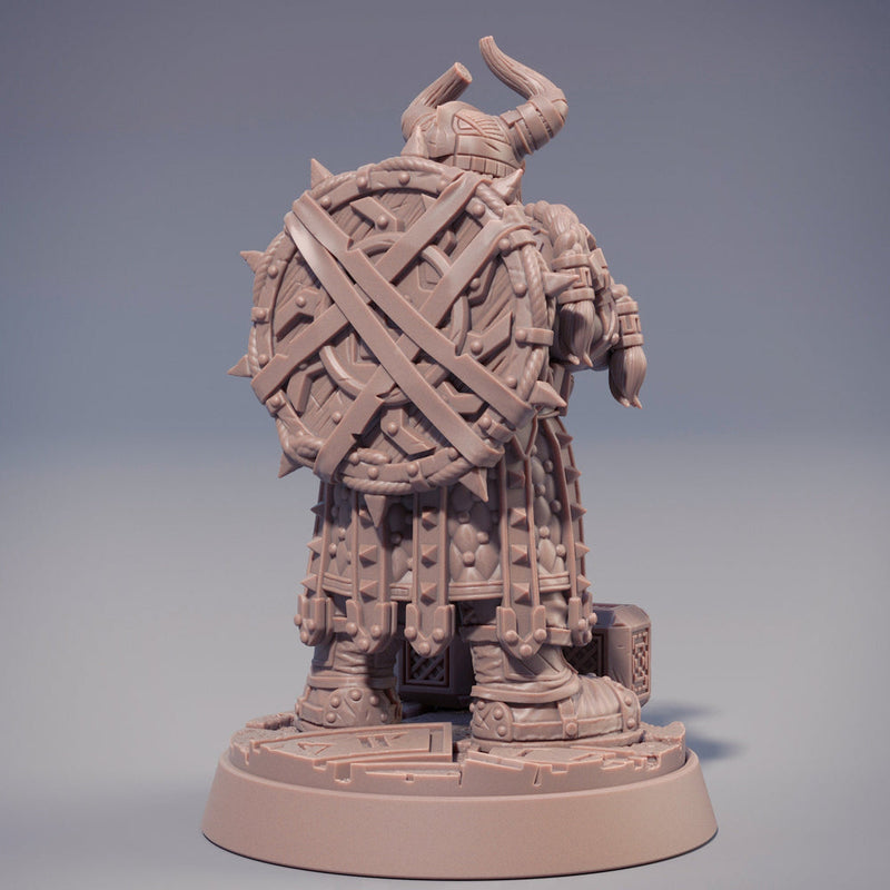 Dwarf Fighter | Dwarf | Hammer & Shield | Dungeons and Dragons | 28mm, 32mm, 54mm,75mm, 100mm Scale| Pathfinder | Figure for Painting - Only-Games