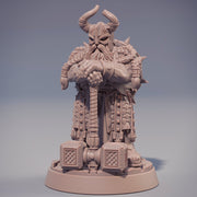 Dwarf Fighter | Dwarf | Hammer & Shield | Dungeons and Dragons | 28mm, 32mm, 54mm,75mm, 100mm Scale| Pathfinder | Figure for Painting - Only-Games